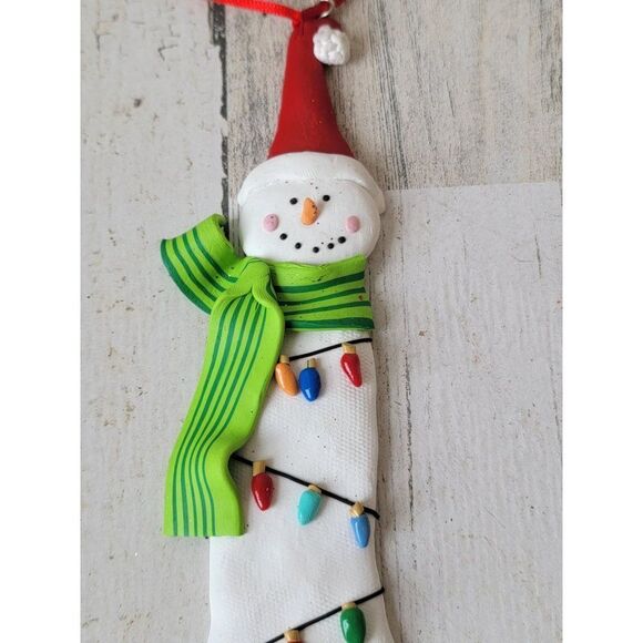 Snowman string lights scarf hat ornament Xmas decor - Picture 3 of 8